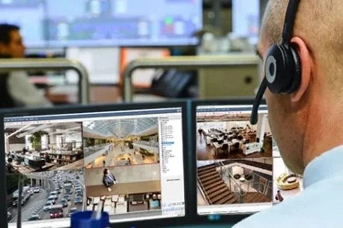 An operator watching camera feeds in Cathexis video management software